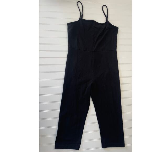 Weekday Lindey Jersey Jumpsuit Black Cropped Adjustable Straps Women's Medium - Picture 3 of 11